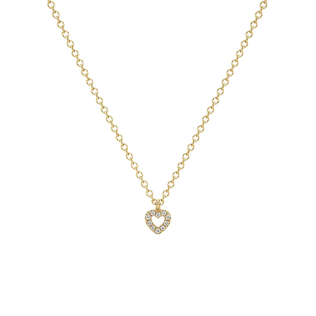 Delicate gold heart necklace with diamonds

