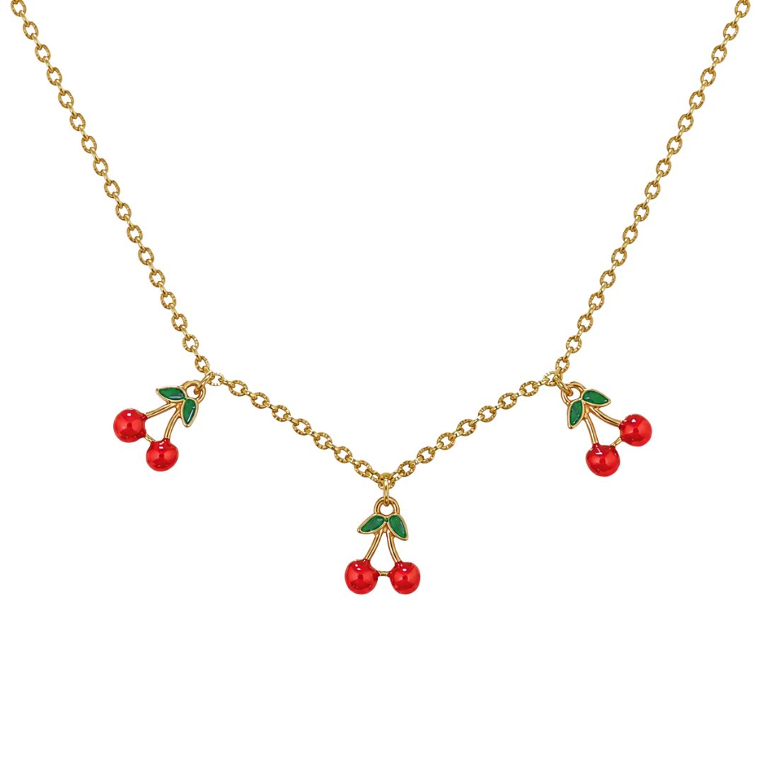Gold cherry necklace