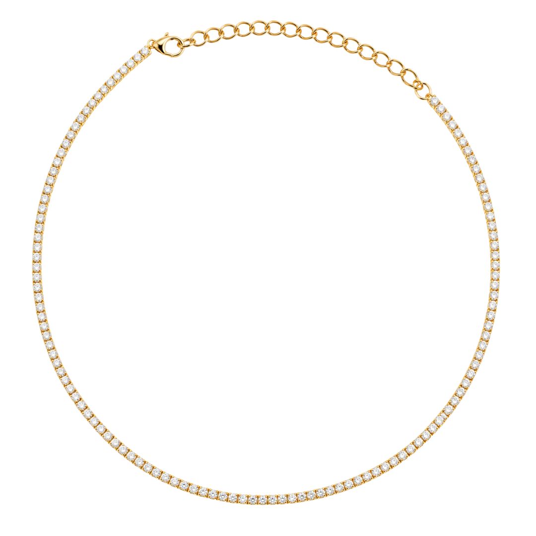 Elegant gold and diamond tennis necklace

