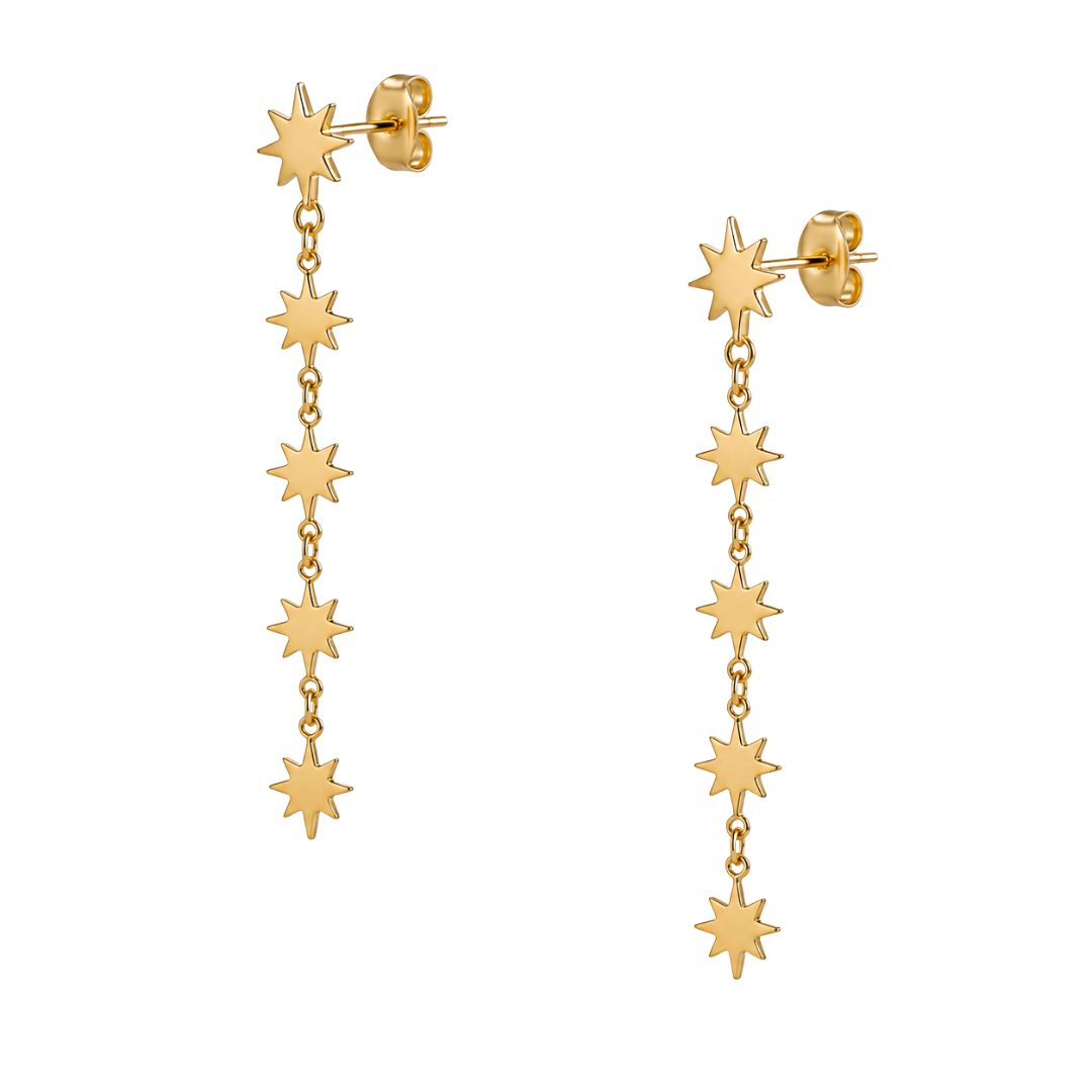 Gold starflare dangling earrings

