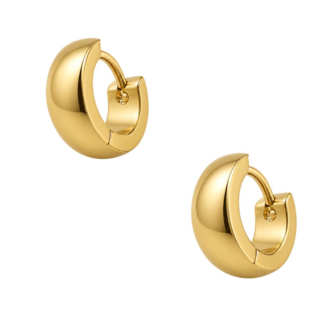Shiny gold huggie hoop earrings