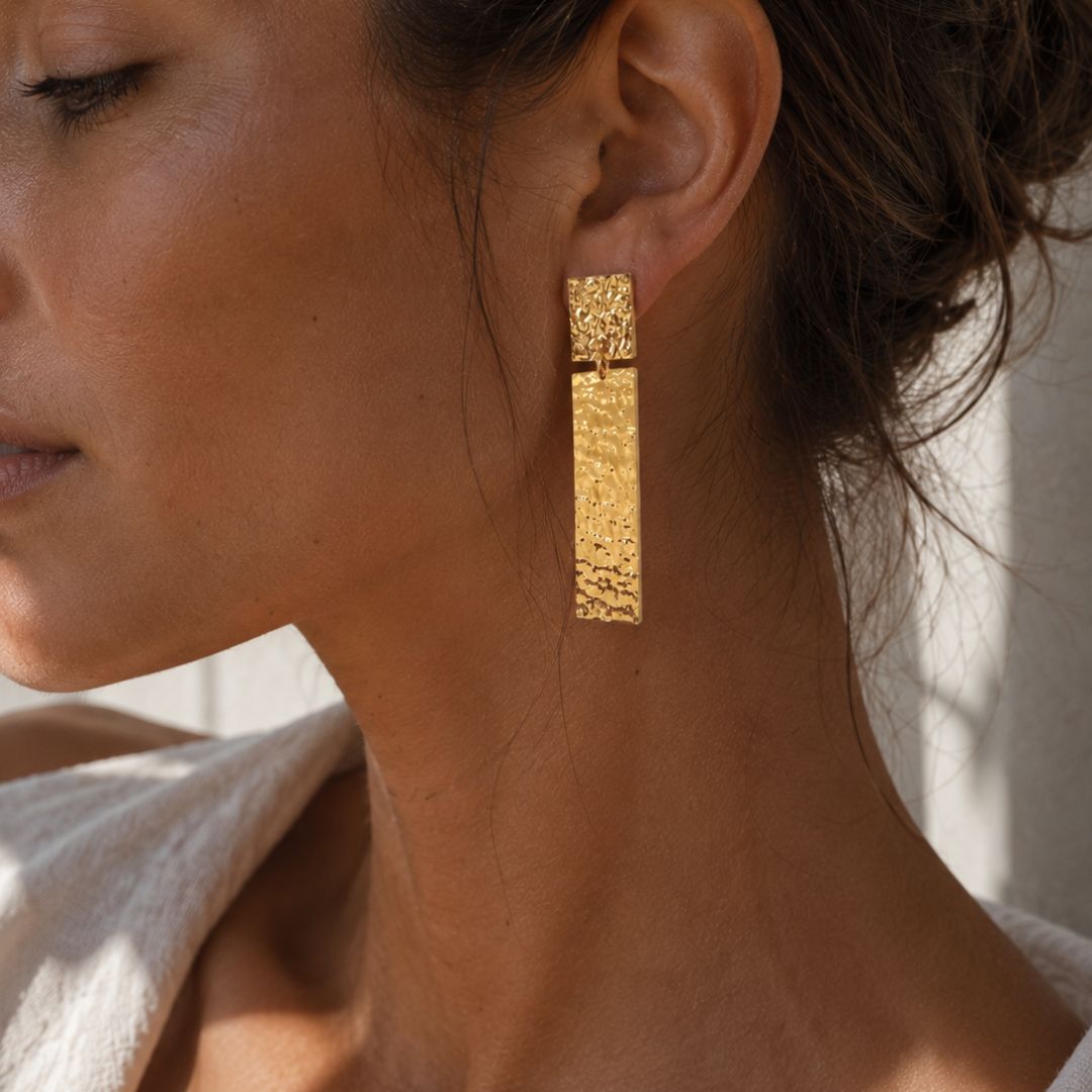 Pendientes colgantes acero oro waterproof para boda o evento