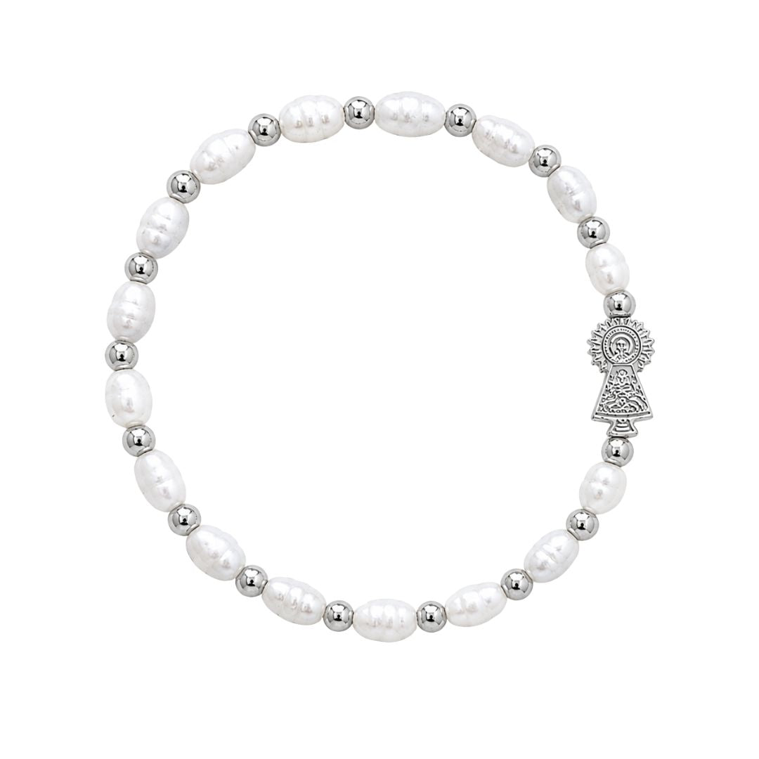 Pulsera Virgen Del Pilar Perlas Naturales