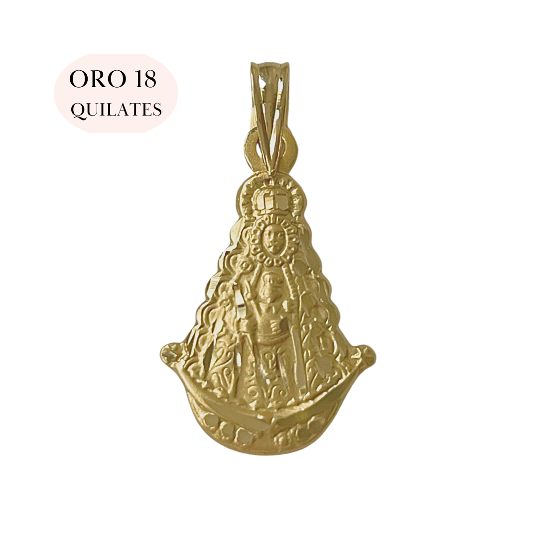 Medalla Virgen Del Rocio Oro 18 Quilates 15x20MM | KHLOE JOYAS | Medallas,Oro 18 Quilates,Religioso