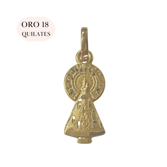 Medalla Virgen Del Pilar Oro 18 Quilates 8X18MM