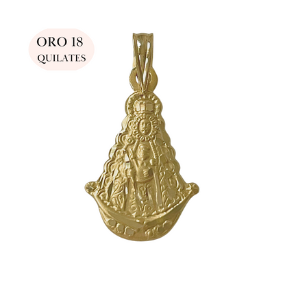 Medalla Virgen Del Rocio Oro 18 Quilates 15x20MM