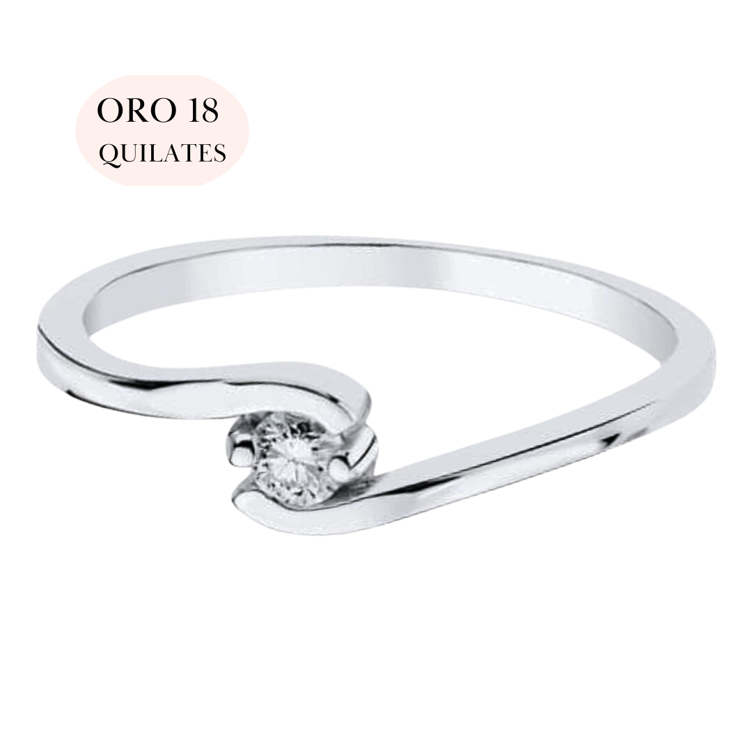 Soulmate Solitaire Ring 18K White Gold and 0.1 Qts Diamond