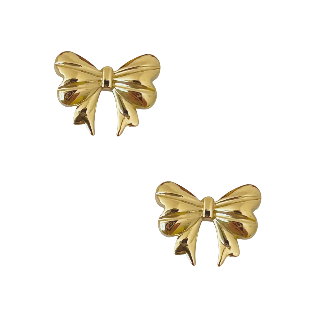 Pendientes Bow Press | KHLOE JOYAS | 15%,Color Oro,Lazos,Pendientes