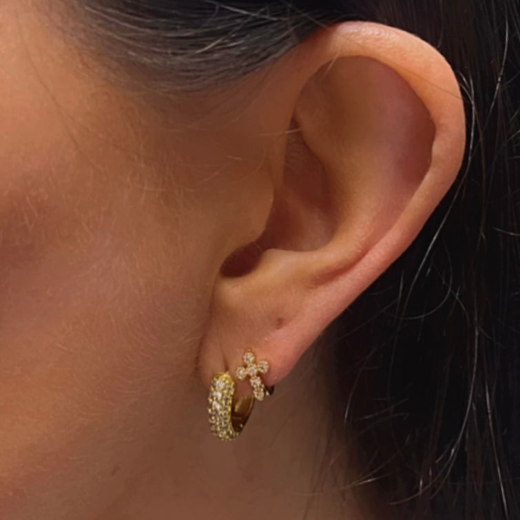 Pendientes Deo Rosé CZ | KHLOE JOYAS | 60%,Color Oro,Con Brillantes,Cruces,Pendientes,Religioso