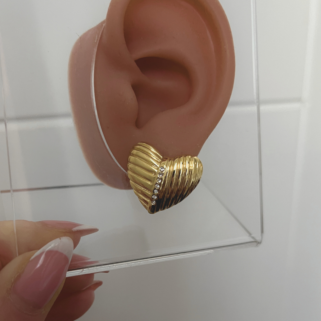 Pendientes Esplendor | KHLOE JOYAS | Color Oro,Con Brillantes,Corazon,Pendientes