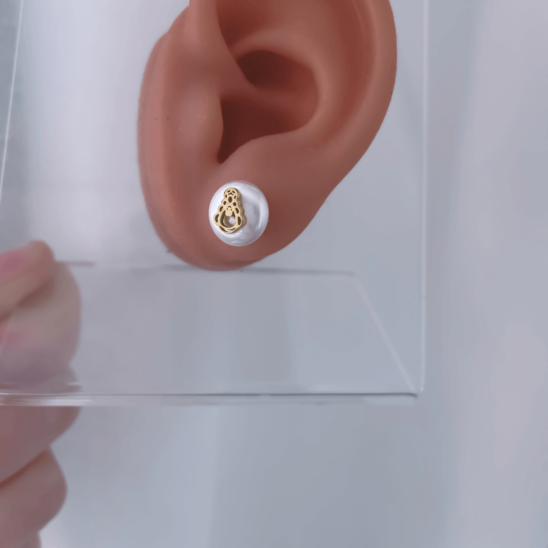 Pendientes Virgen Del Rocio Perla | KHLOE JOYAS | Color Oro,Color Plata,Pendientes,Perlas,Religioso