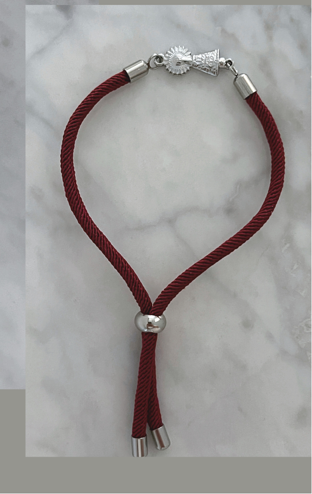 Pulsera Virgen Del Pilar Granate Cord