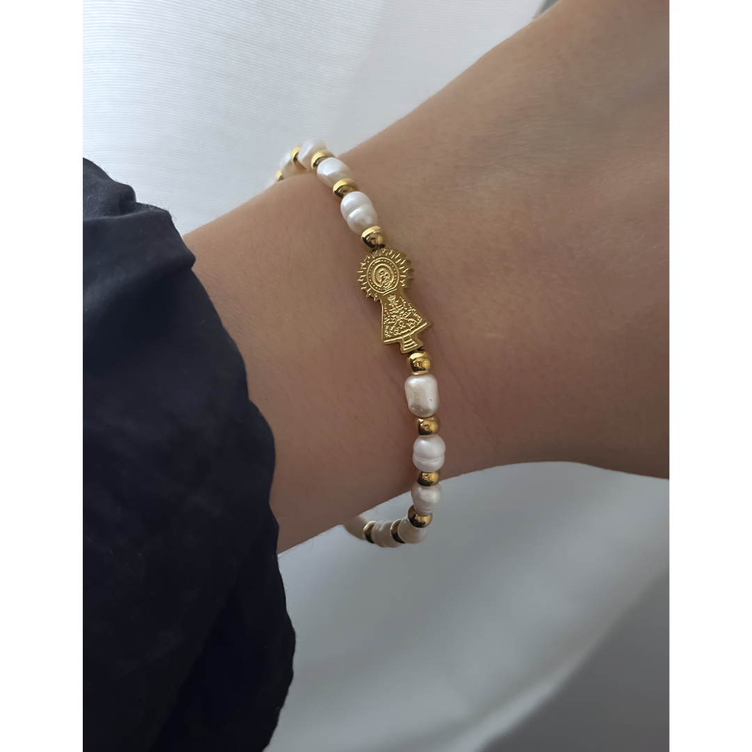 Pulsera Virgen Del Pilar Perlas Naturales