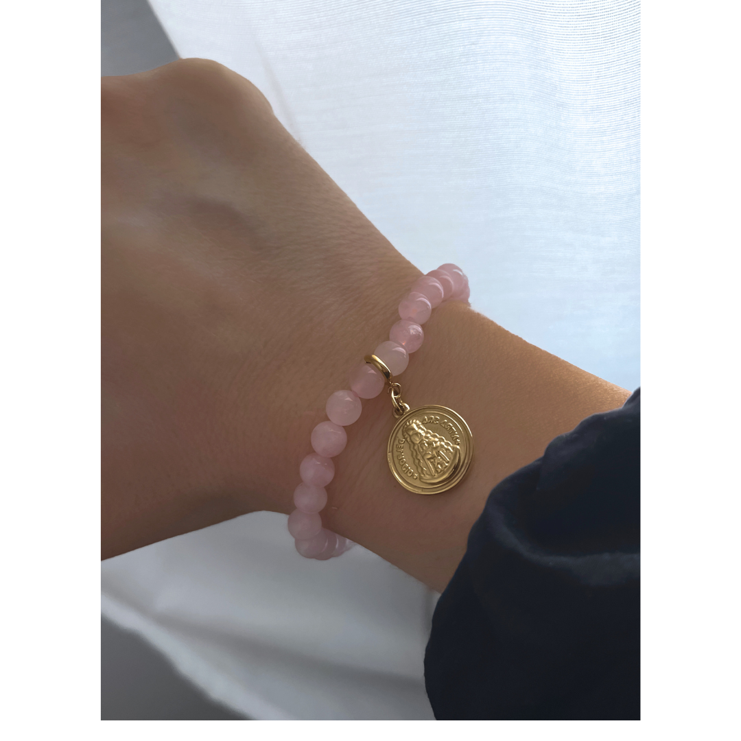 Pulsera Virgen Del Rocio Cuarzo Rosa