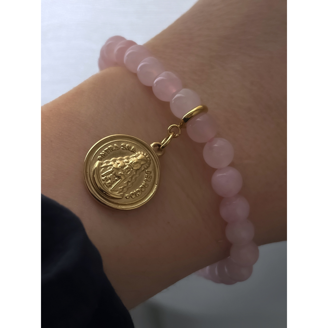 Pulsera Virgen Del Rocio Cuarzo Rosa