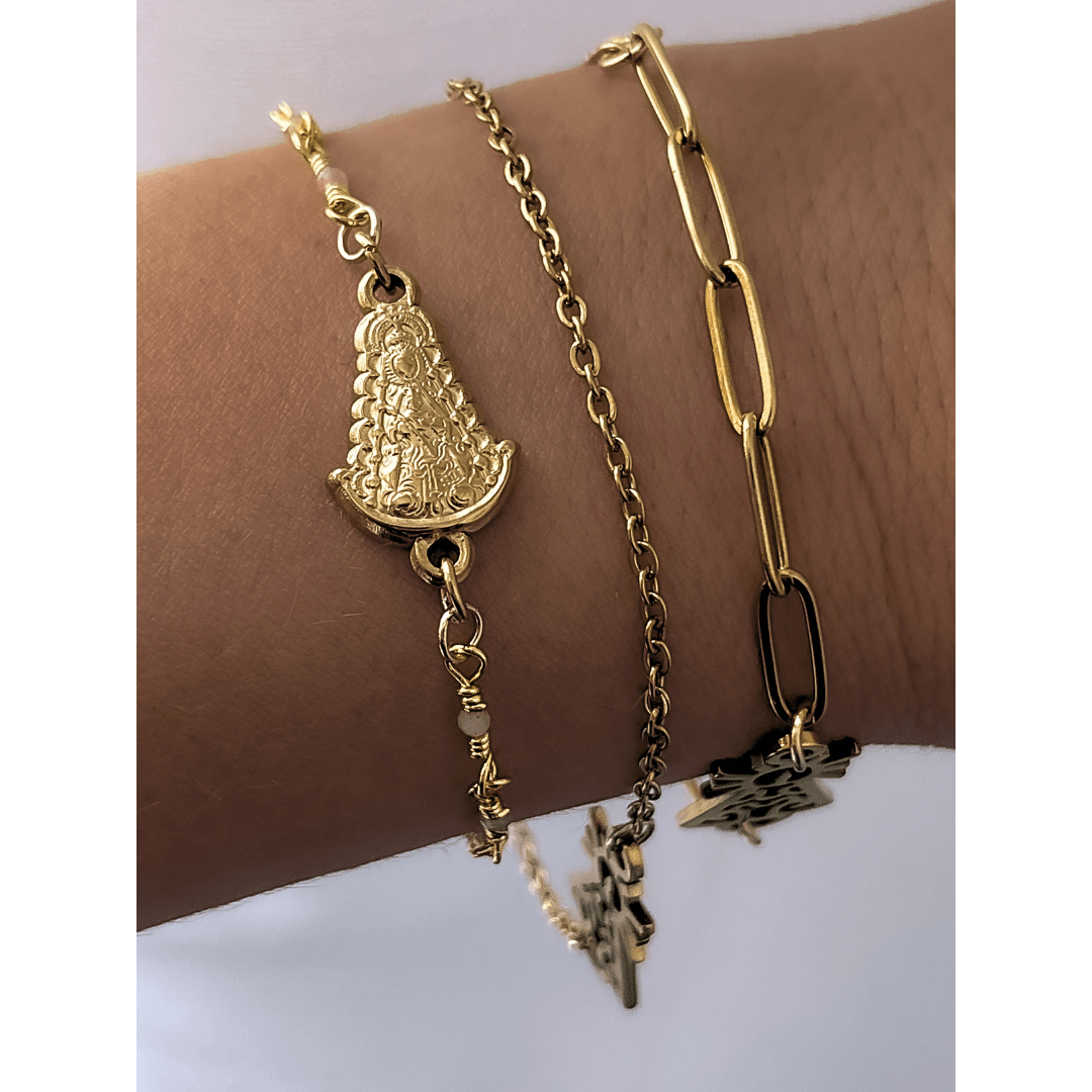 Pulsera Virgen Del Rocio Hecha A Mano | KHLOE JOYAS | Color Oro,Pulseras,Religioso
