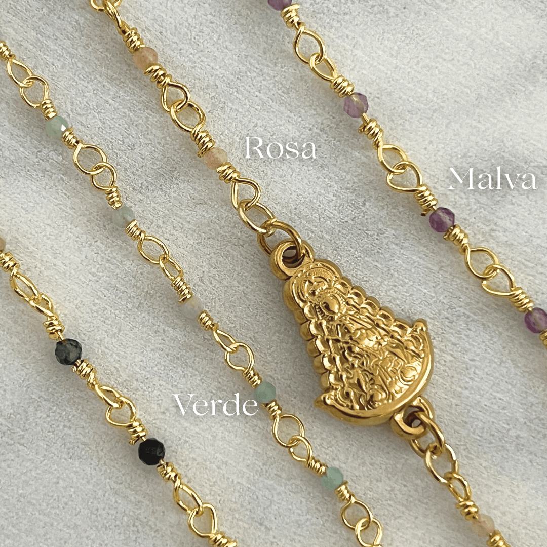 Pulsera Virgen Del Rocio Hecha A Mano | KHLOE JOYAS | Color Oro,Pulseras,Religioso