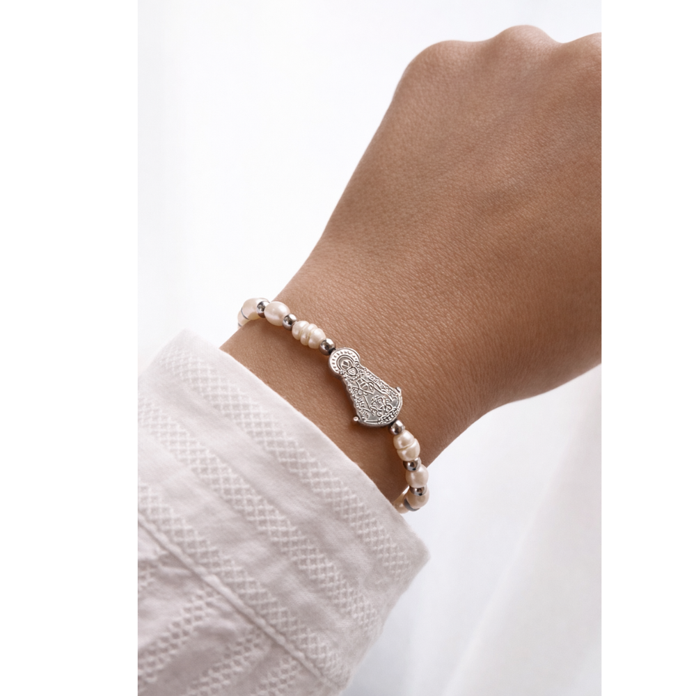 Pulsera Virgen Del Rocío Perlas Naturales