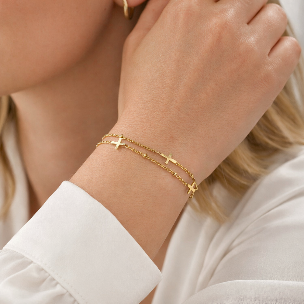Pulsera Mini Cruz Layered