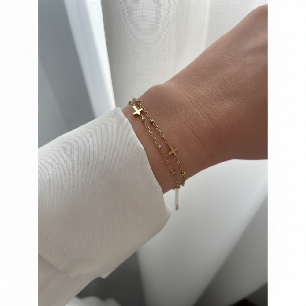 Pulsera Mini Cruz Layered