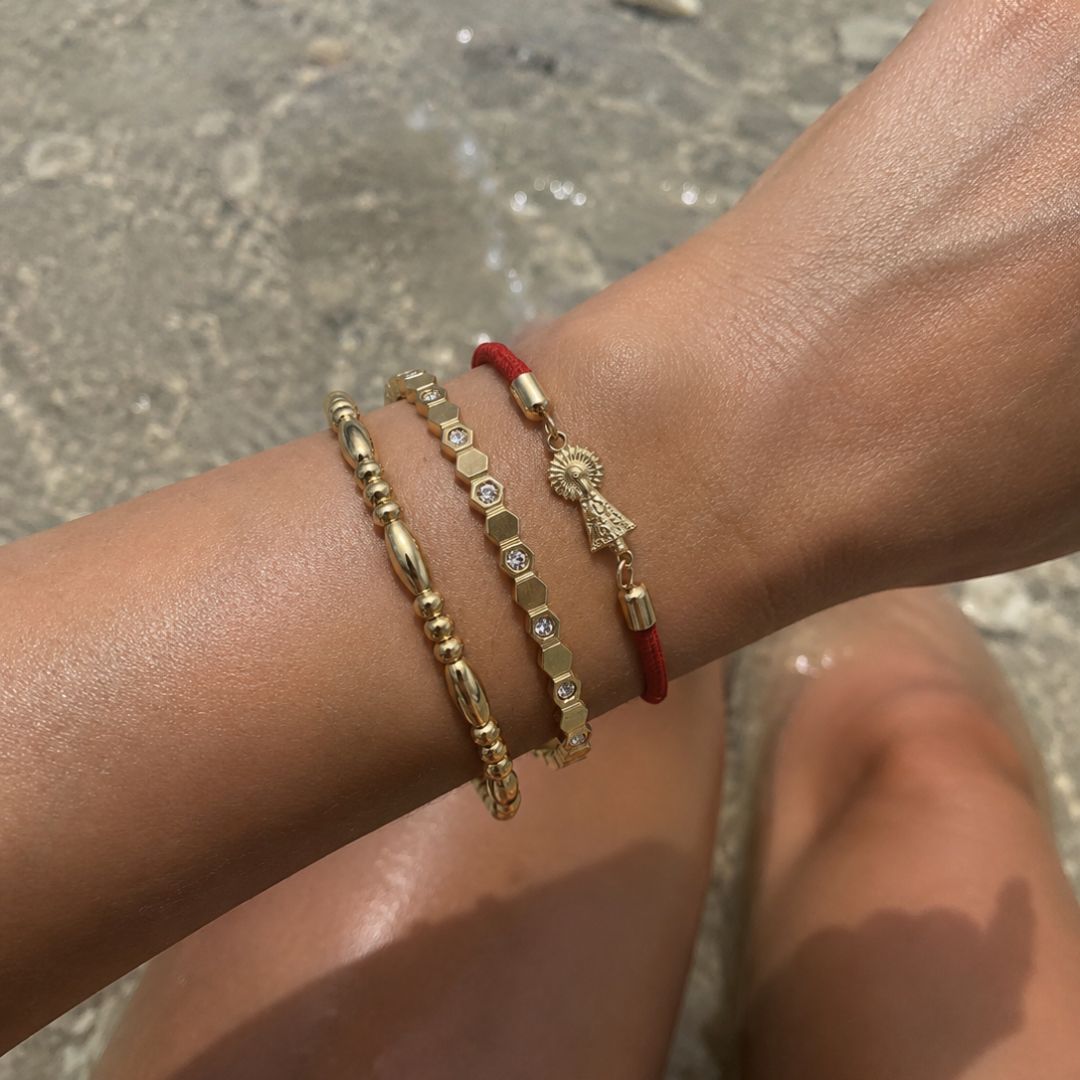 Virgin of Pilar Bracelet, Garnet Cord