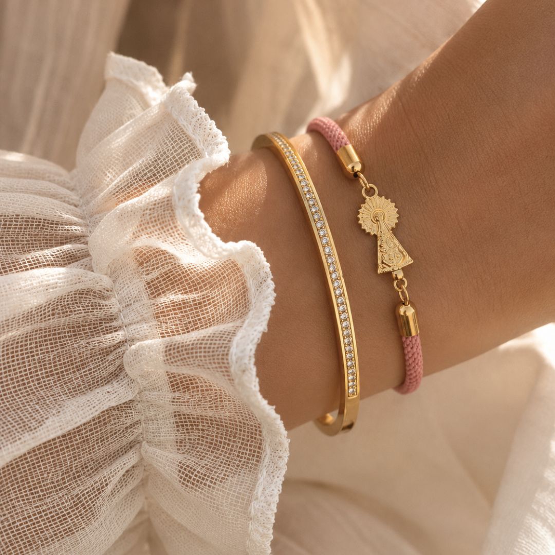 Pulsera Virgen Del Pilar Oro Rosa Cord KHLOE JOYAS