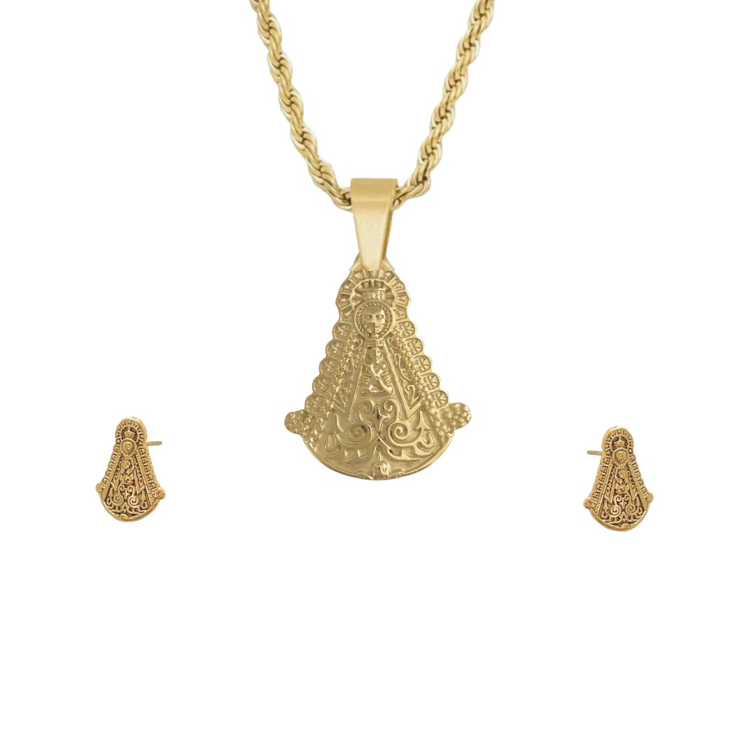 Set Virgen Del Rocio Medalla Y Pendientes