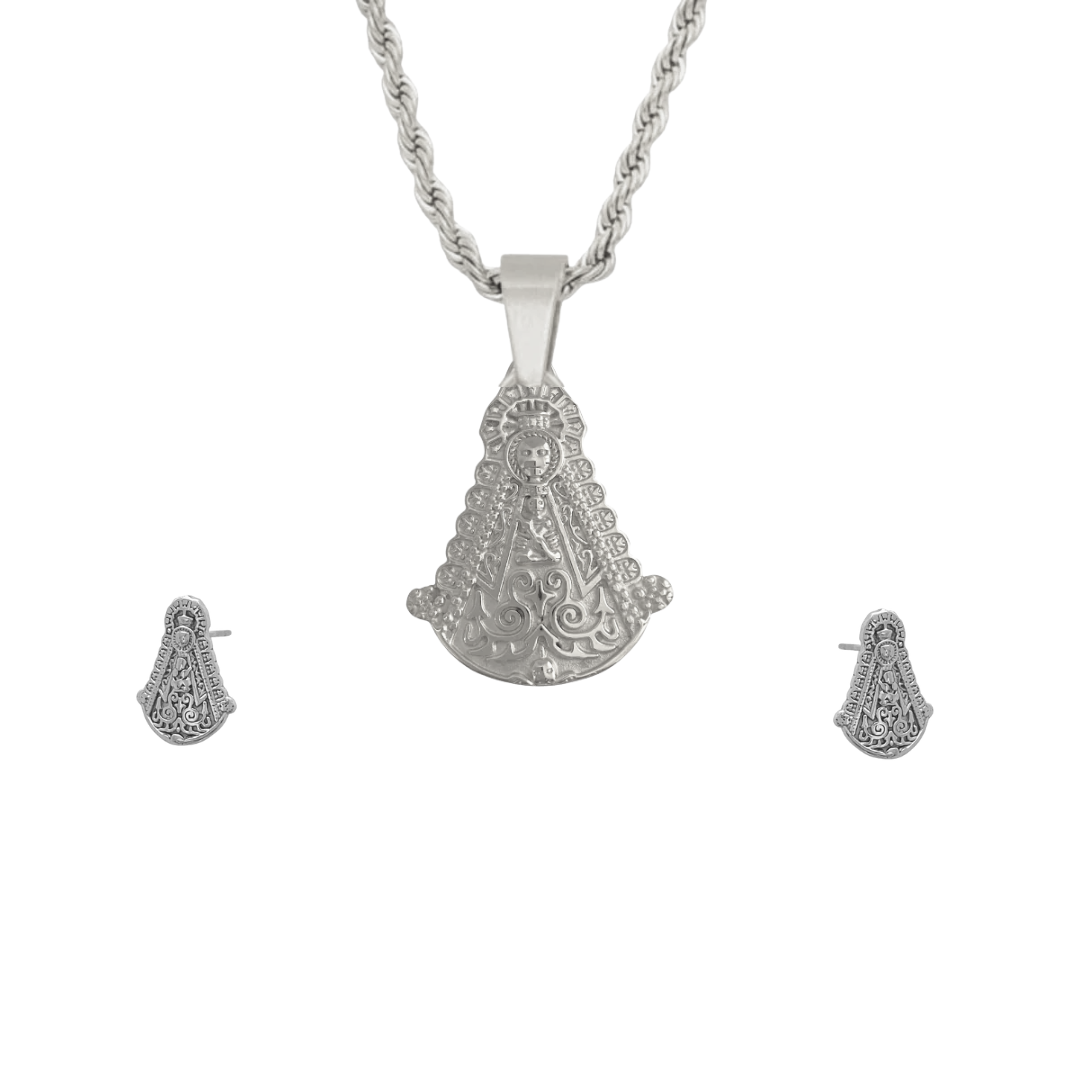 Set Virgen Del Rocio Medalla Y Pendientes