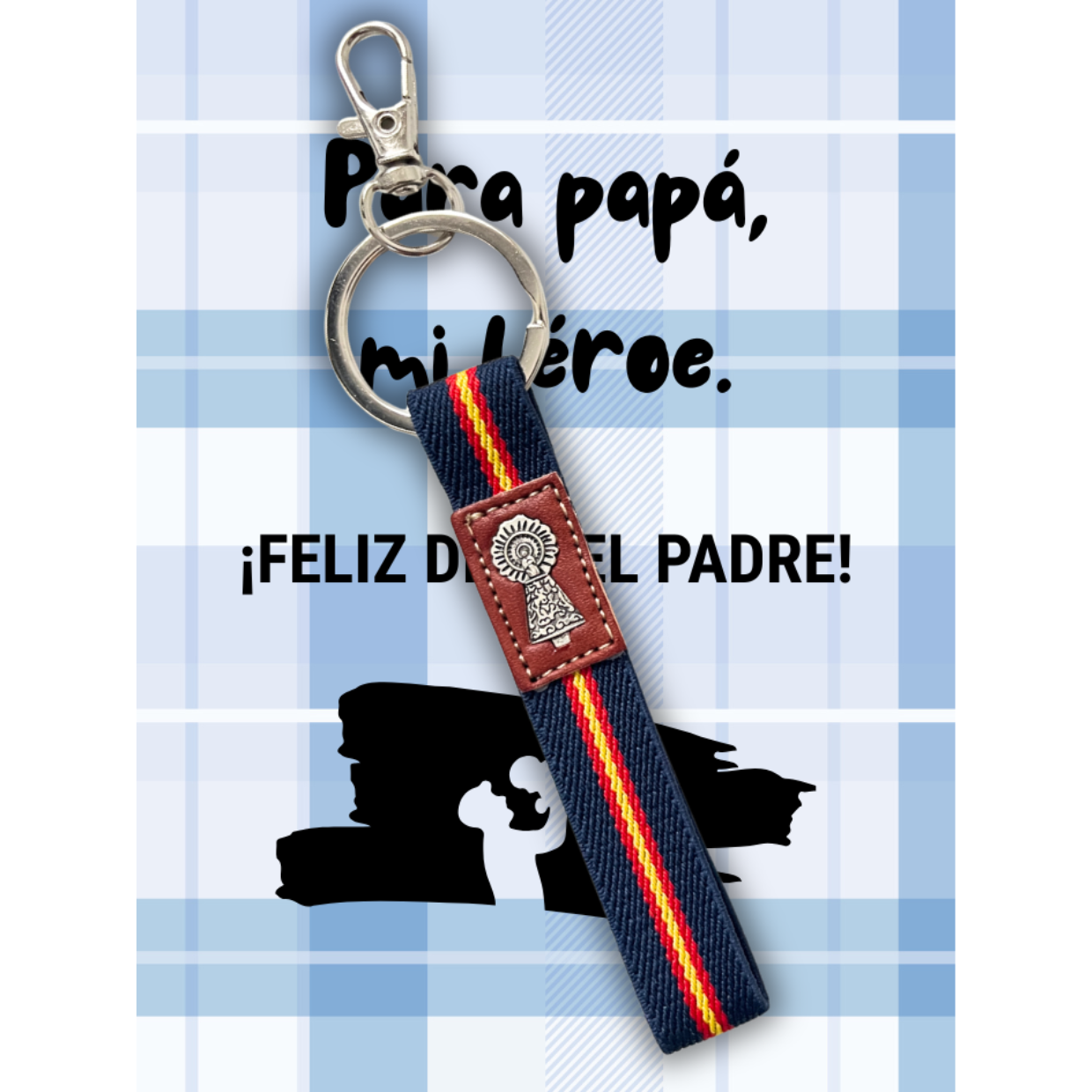 Llavero Virgen Del Pilar Bandera España Azul Marino