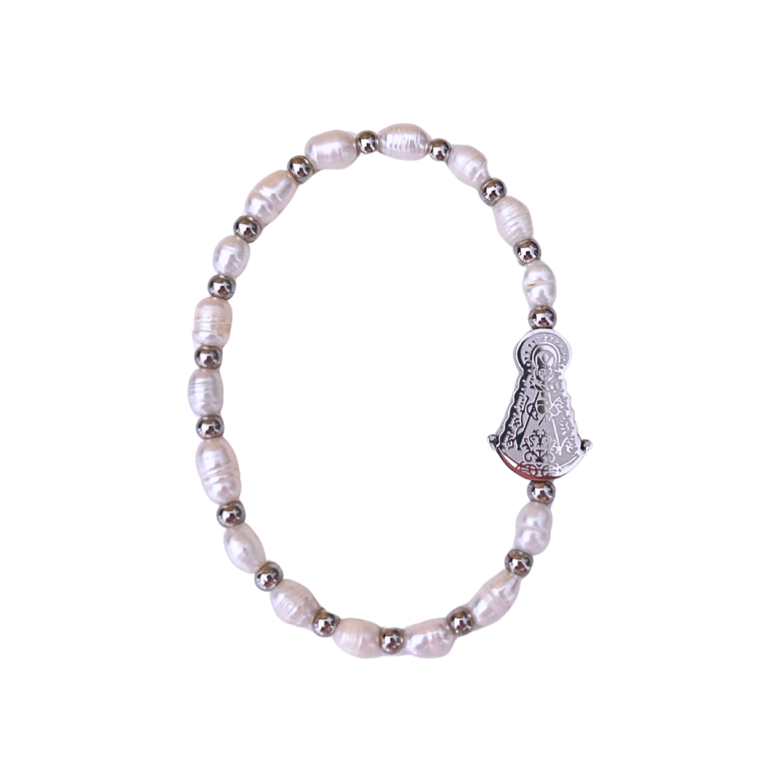 Pulsera Virgen Del Rocio Perlas Naturales Plata