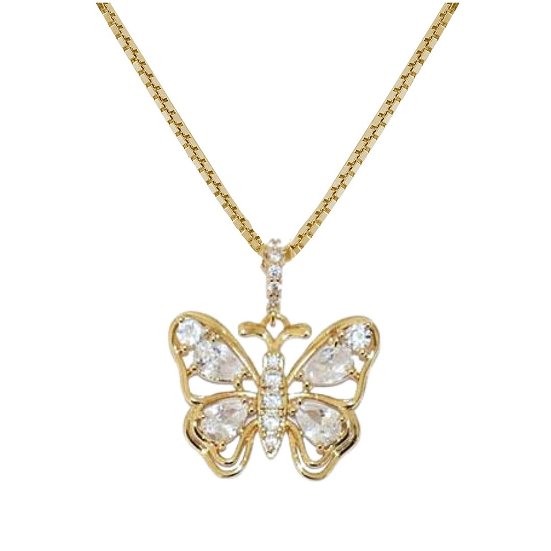 Collar Borboleta | KHLOE JOYAS | 40%,Colgantes,Collares,Color Oro,Con Brillantes