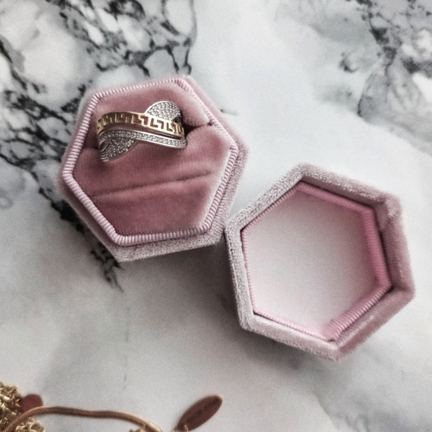 Velvet Double Ring Box | KHLOE JOYAS |